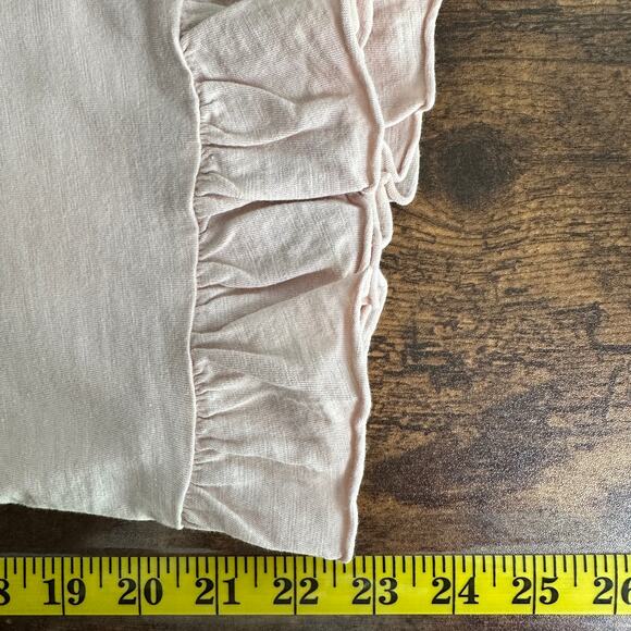 Neiman Marcus Blouse Top Large Pastel Pink Blush Ruffle Handkerchief Hem Cottage - Picture 4 of 9